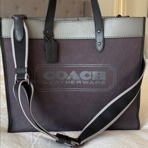 Coach Men's Large Tote - dark blue/gray with removable shoulder strap and insert